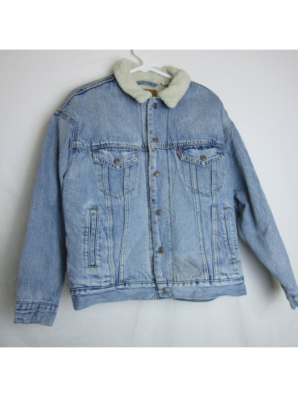 Levis Sherpa-Lined Denim Jacket Button-Up Pockets Blue Jean Mens Small Outdoor